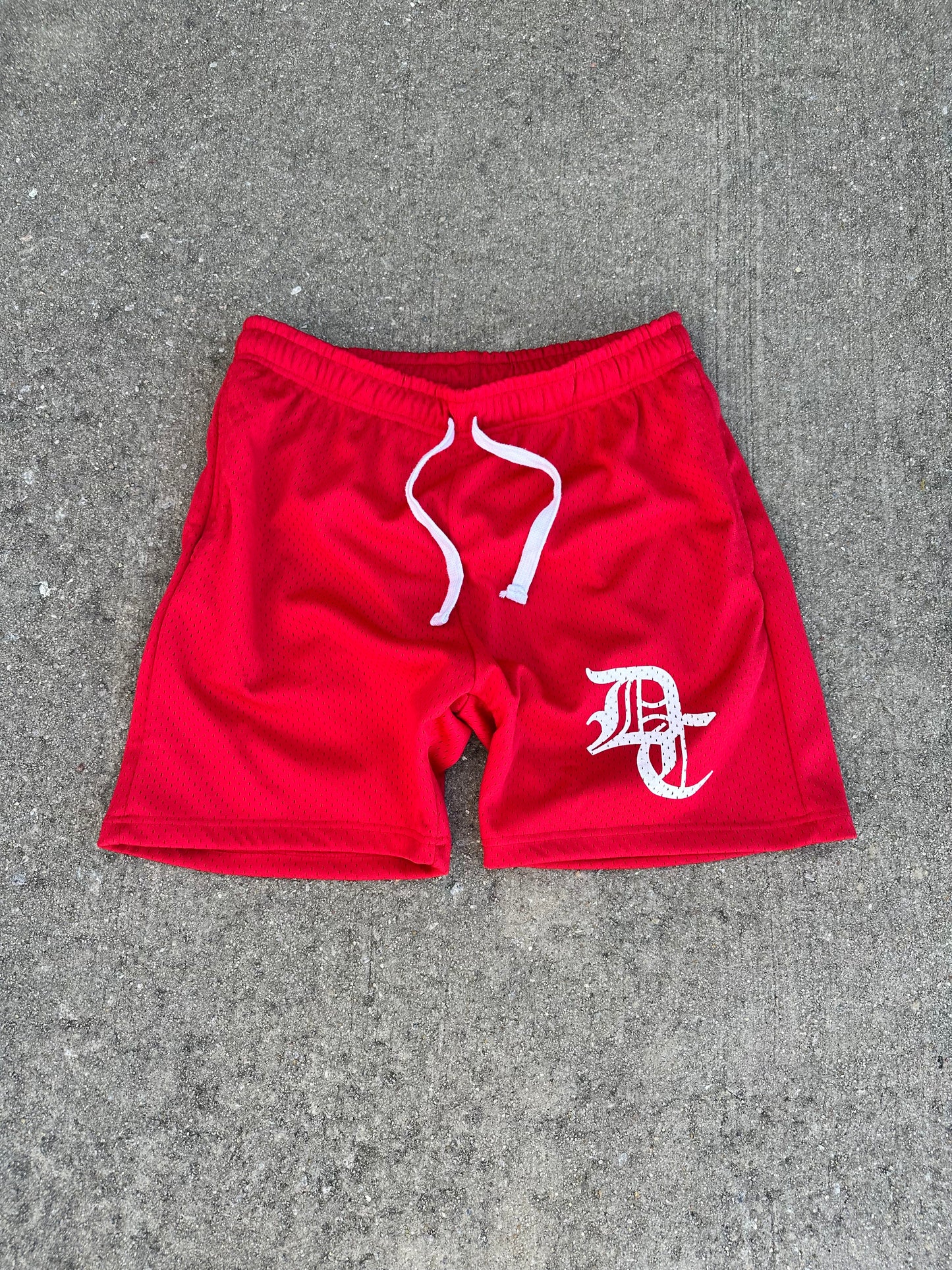 "DEDICATED" RED MESH SHORTS
