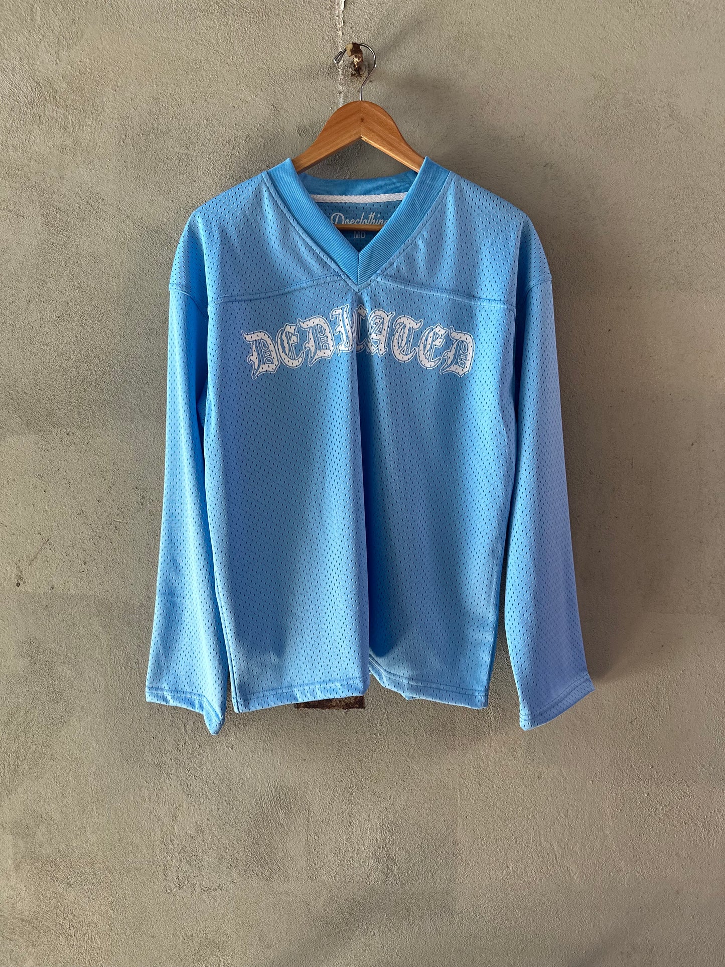 “DEDICATED” BLUE MESH HOCKEY JERSEY